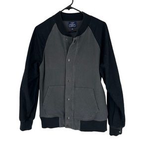 J Crew men's 100% cotton color block fleece bomber varsity jacket